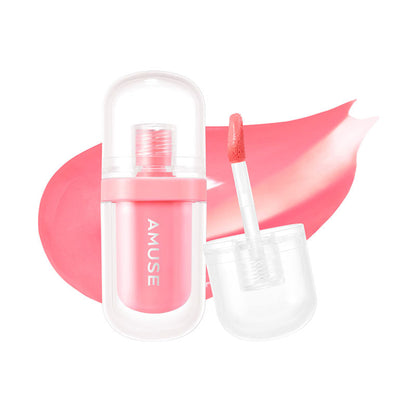 Amuse Jel-Fit Tint on lips showing glossy finish