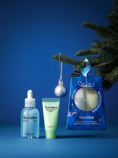 Torriden Holiday Wonder/Pop Duo Blue gift set with DIVE IN Serum and BALANCEFUL Cream
