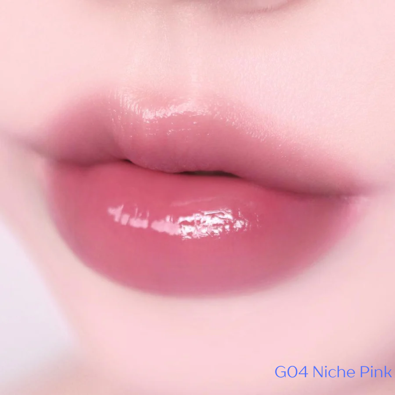 fwee Pink Obsession Lip Tint on lips showing natural pink shade