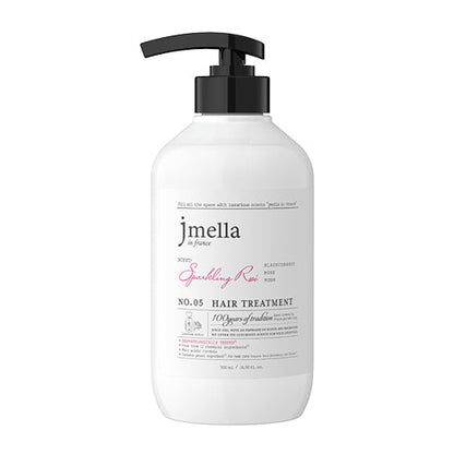 Jmella Sparkling Rose Hair Treatment packaging showing French-inspired design