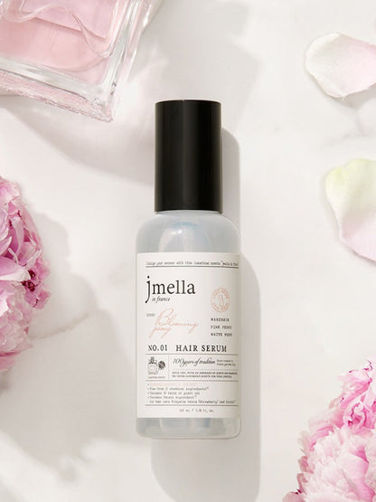 Jmella In France Blooming Peony Hair Serum 100ml bottle with peony fragrance
