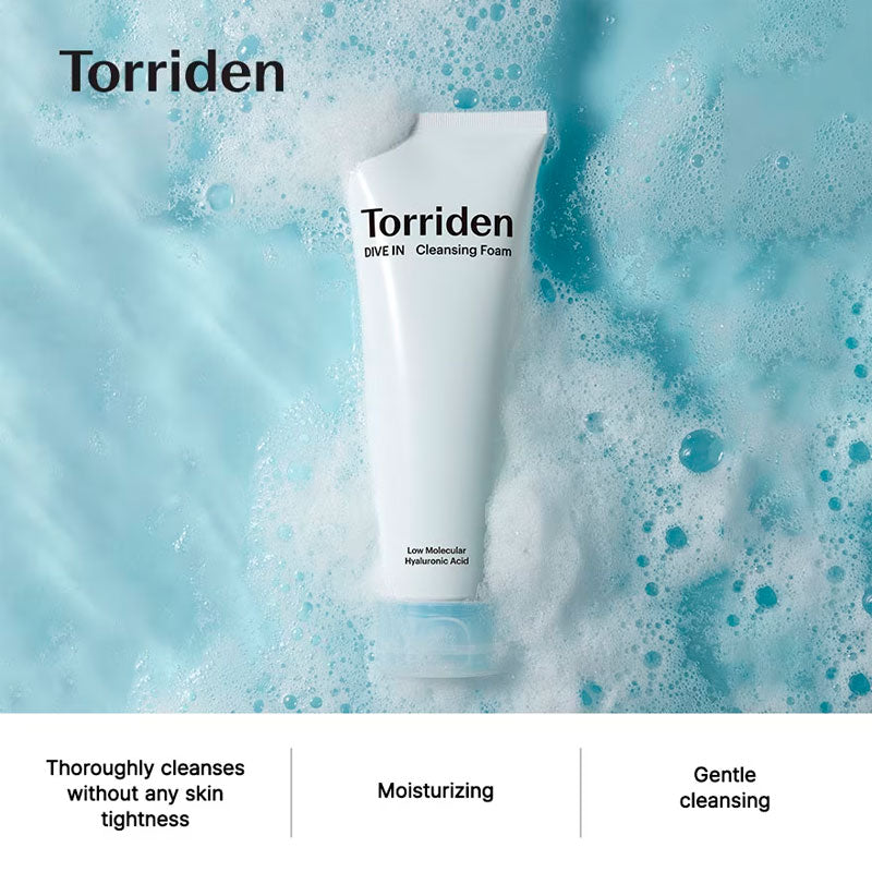 Torriden Dive-In Hyaluronic Acid Cleansing Foam pH-balanced gentle formula